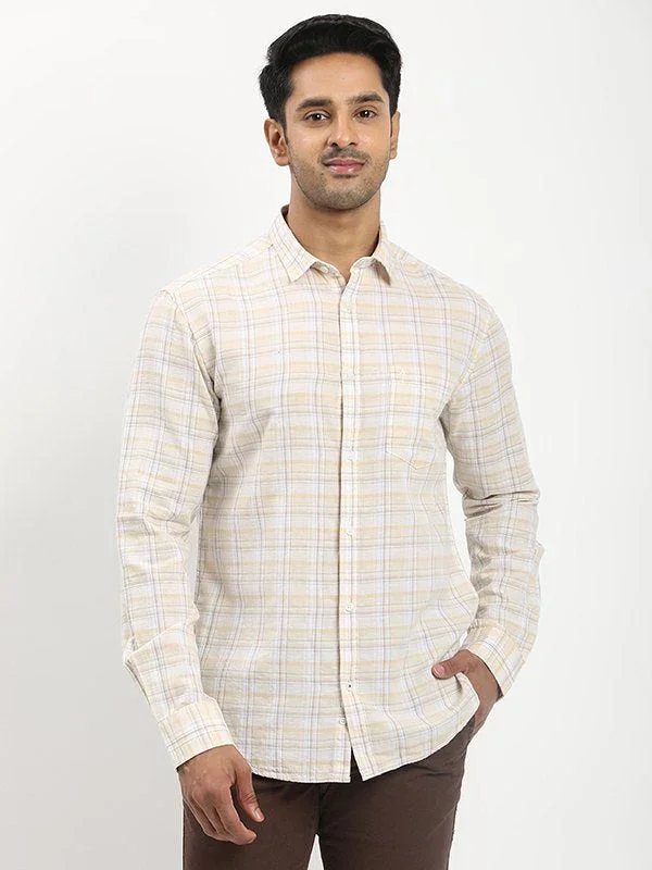 Fairtrade Men's Check Full Sleeves Cotton Blend Shirt