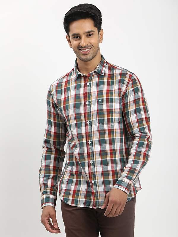 Fairtrade Men's Check Full Sleeves Cotton Blend Shirt