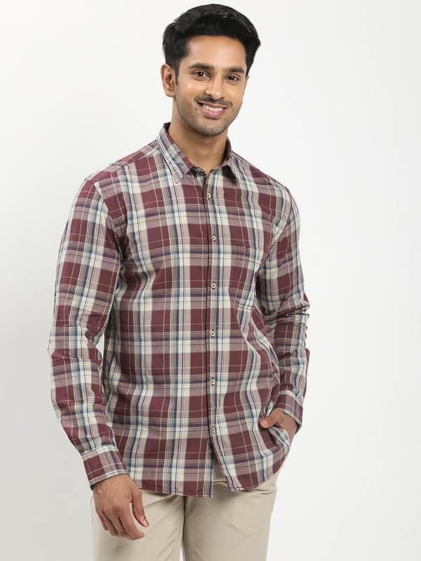 Fairtrade Men's Check Full Sleeves Cotton Shirt