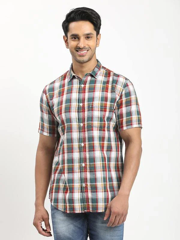 Fairtrade Men's Check Half Sleeves Cotton Blend Shirt