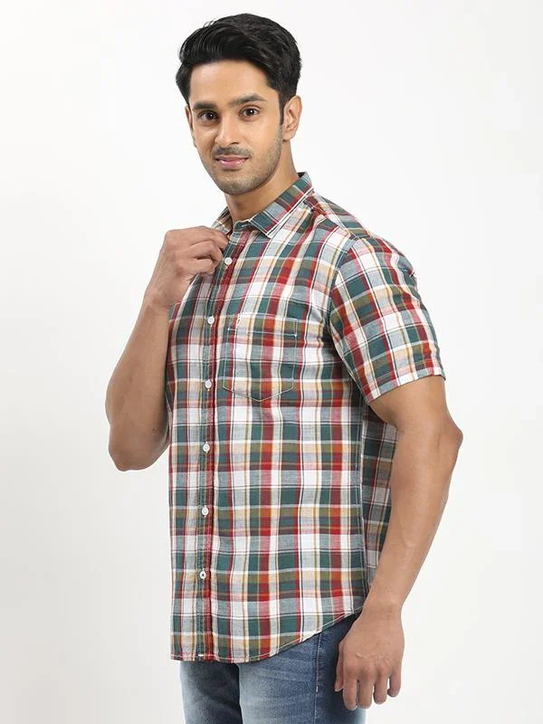 Fairtrade Men's Check Half Sleeves Cotton Blend Shirt - Image 2