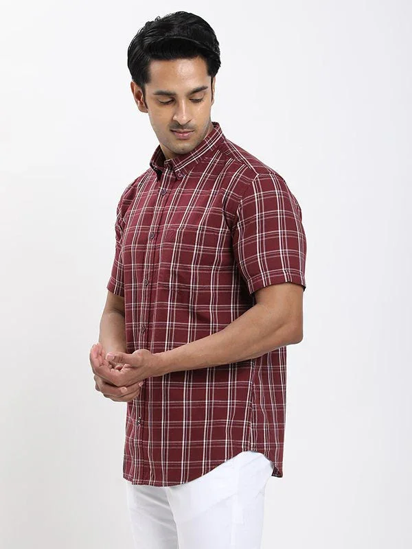 Fairtrade Men's Check Half Sleeves Cotton Shirt - Image 2