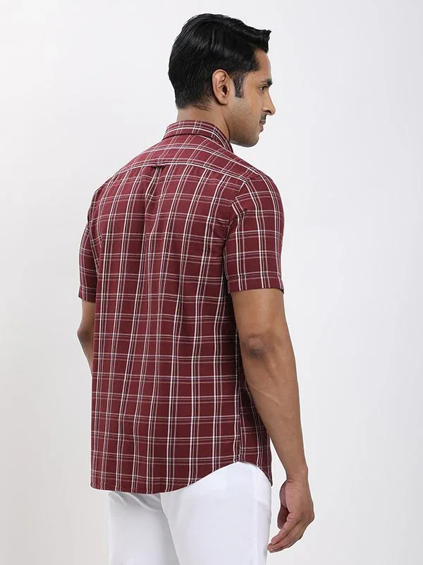 Fairtrade Men's Check Half Sleeves Cotton Shirt - Image 4