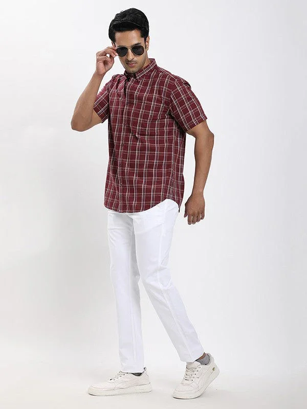 Fairtrade Men's Check Half Sleeves Cotton Shirt - Image 5