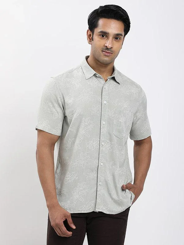 Fairtrade Men's Printed Half Sleeves Viscose Blend Shirt
