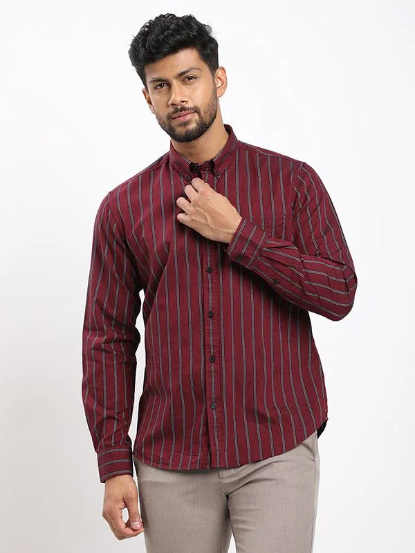 Fairtrade Men's Striped Full Sleeves Cotton Shirt