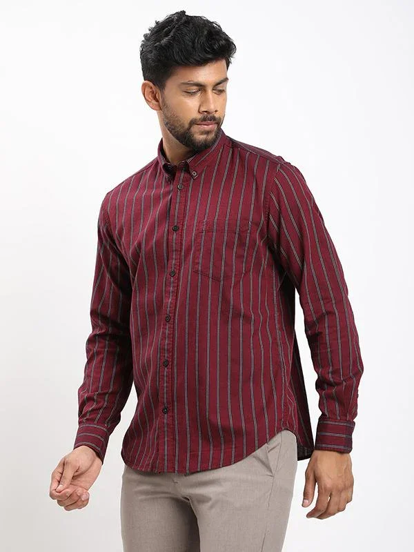 Fairtrade Men's Striped Full Sleeves Cotton Shirt - Image 2