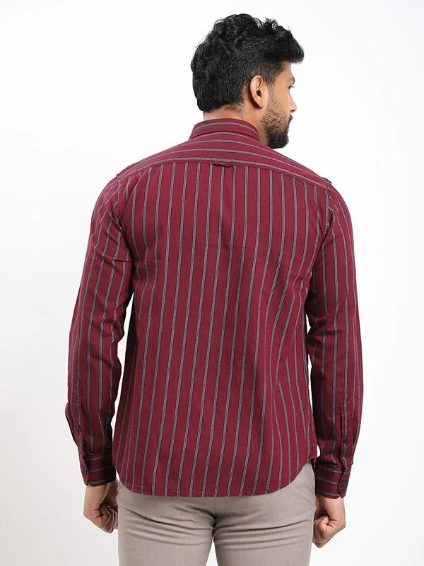 Fairtrade Men's Striped Full Sleeves Cotton Shirt - Image 4