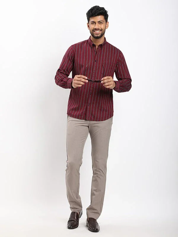 Fairtrade Men's Striped Full Sleeves Cotton Shirt - Image 5