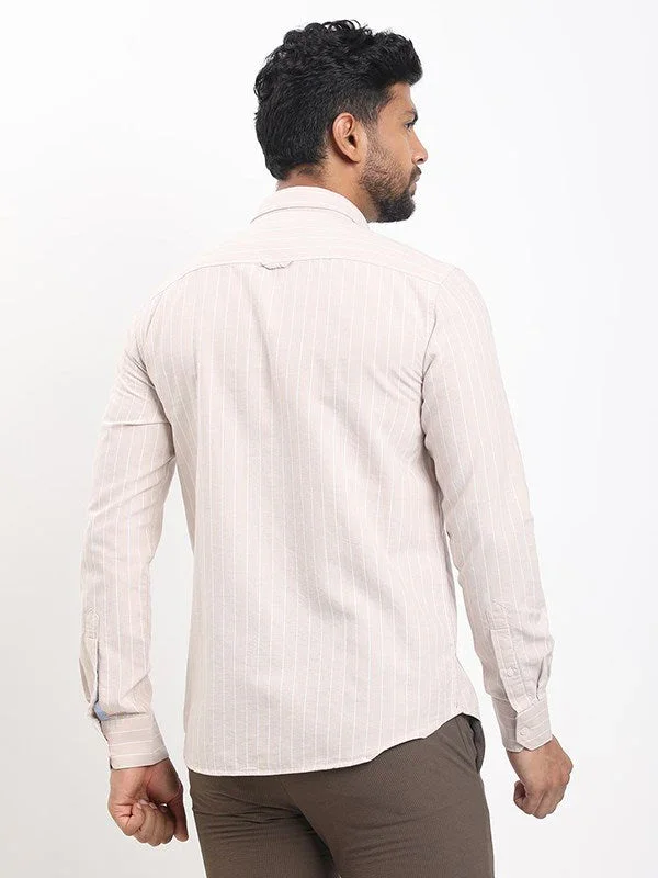 Men's Striped Full Sleeves Cotton Shirt - Image 3
