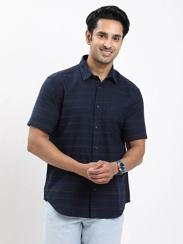 Fairtrade Men's Striped Half Sleeves Cotton Shirt