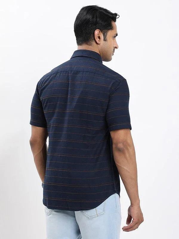 Fairtrade Men's Striped Half Sleeves Cotton Shirt - Image 4