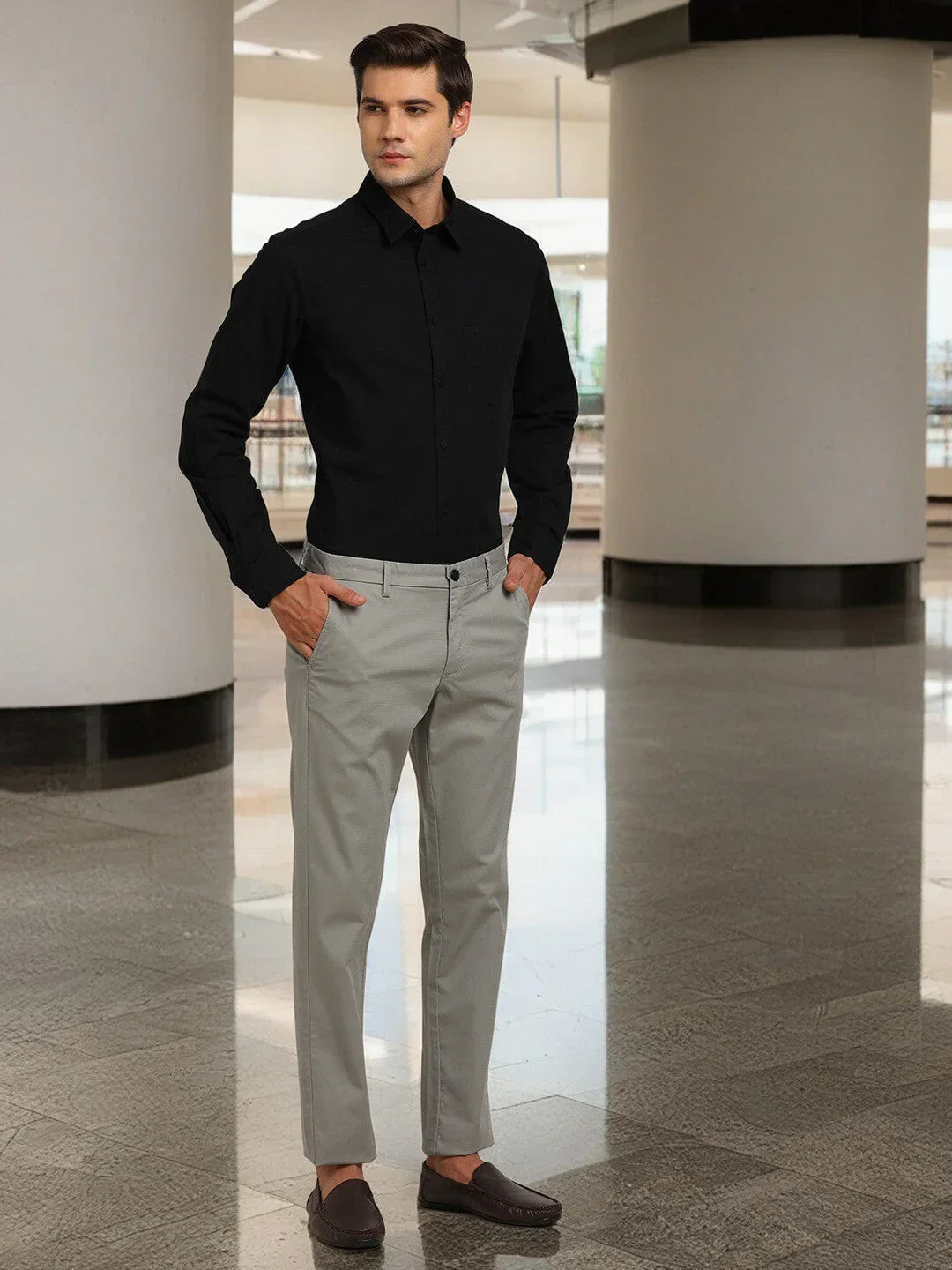 Men's Brooklyn Fit Cotton Stretch Trousers - Image 10