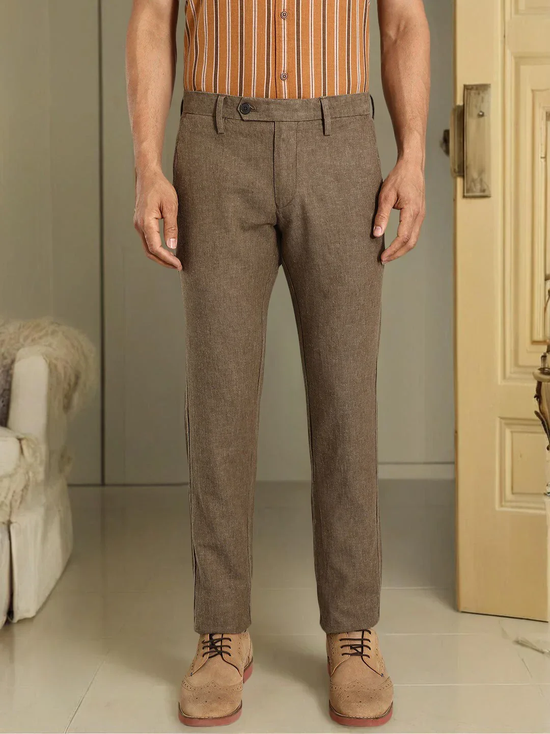 Men's Brooklyn Fit Linen Blend Trousers - Image 9