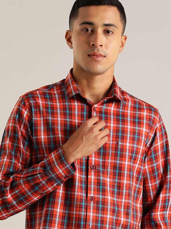 Men's Check Full Sleeves Cotton Blend Shirt
