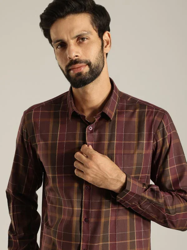 Men's Check Full Sleeves Cotton Blend Shirt