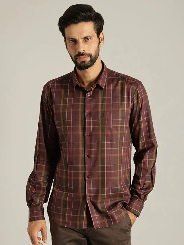 Men's Check Full Sleeves Cotton Blend Shirt - Image 4