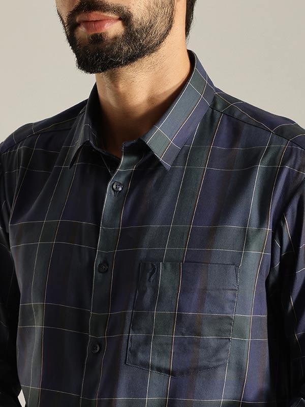 Men's Check Full Sleeves Cotton Blend Shirt - Image 6