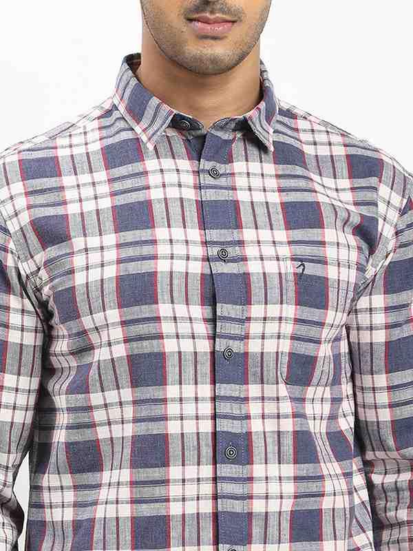 Men's Check Full Sleeves Cotton Blend Shirt - Image 3