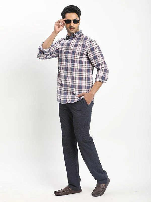 Men's Check Full Sleeves Cotton Blend Shirt - Image 4