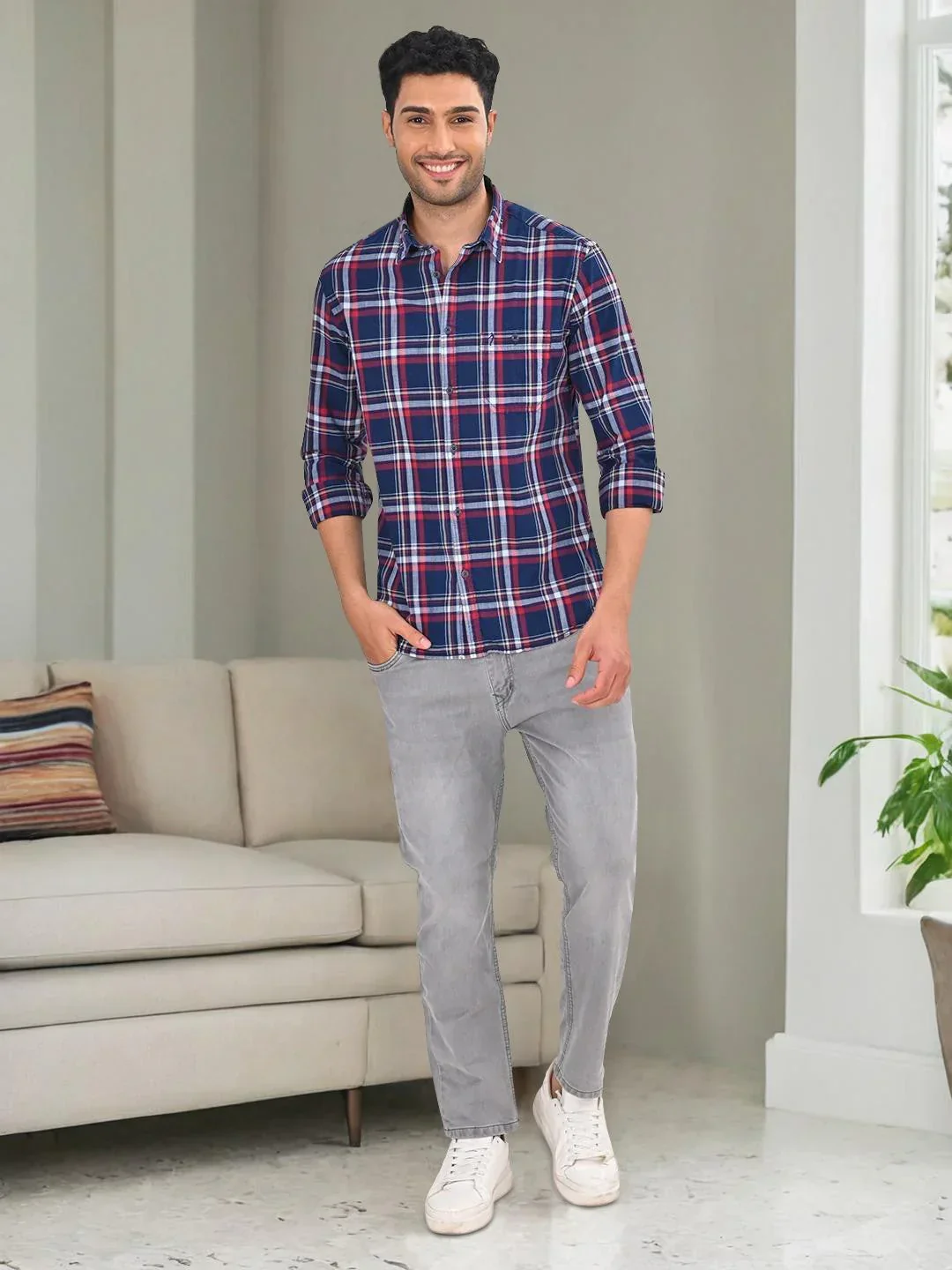 Men's Check Full Sleeves Cotton Shirt