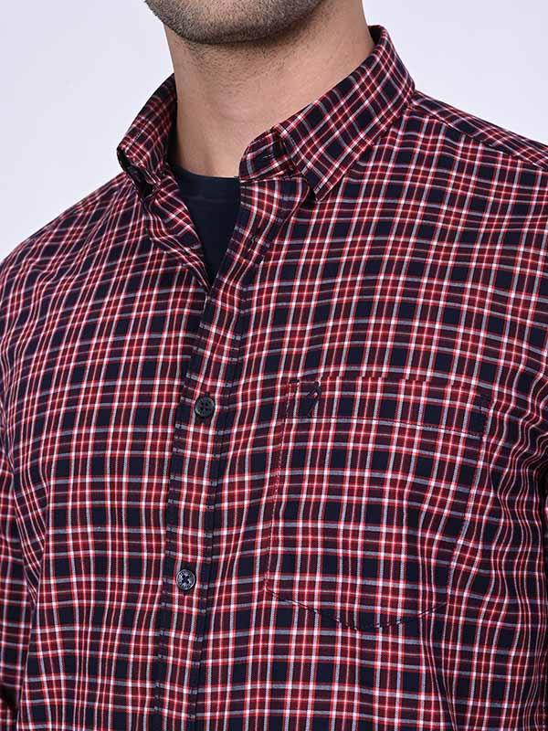 Men's Check Full Sleeves Cotton Stretch Shirt - Image 2
