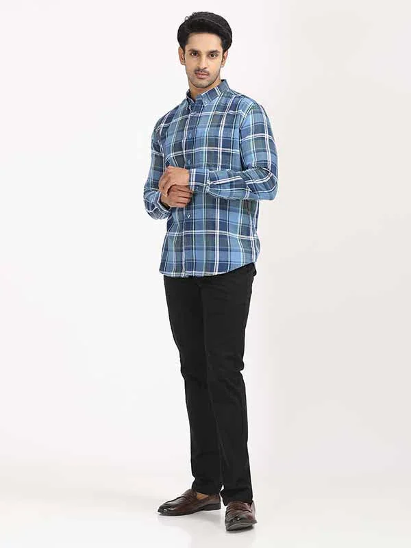 Men's Check Full Sleeves Cotton Stretch Shirt - Image 3