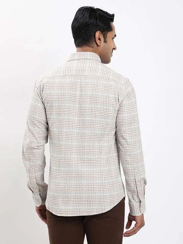 Men's Check Full Sleeves Cotton Stretch Shirt - Image 4