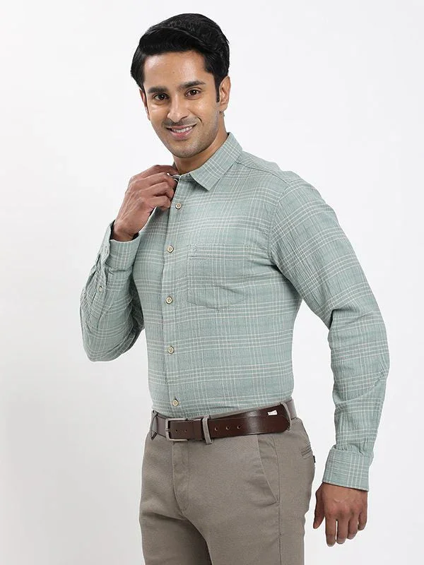 Men's Check Full Sleeves Cotton Stretch Shirt - Image 7