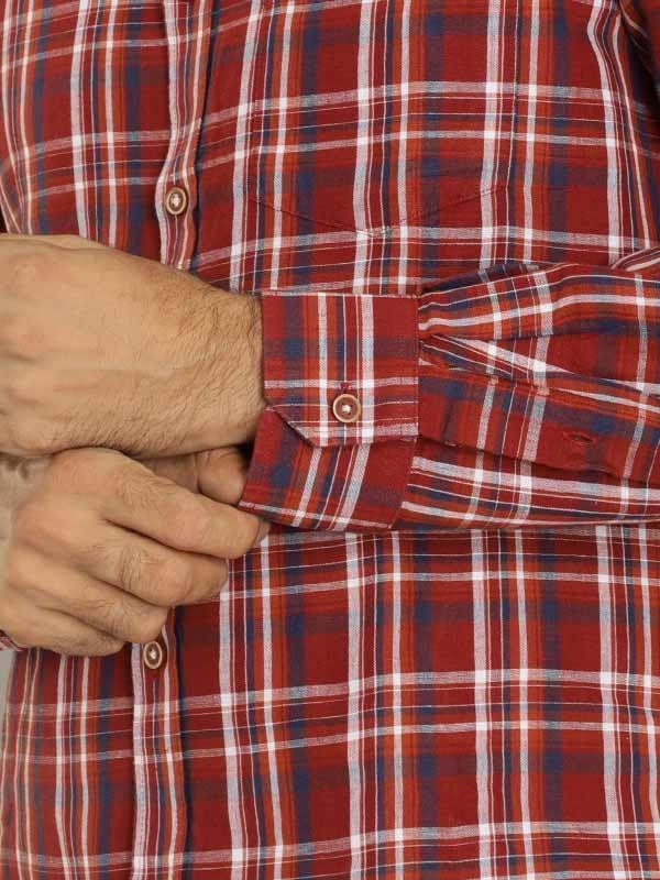 Men's Check Full Sleeves Linen Blend Shirt - Image 4