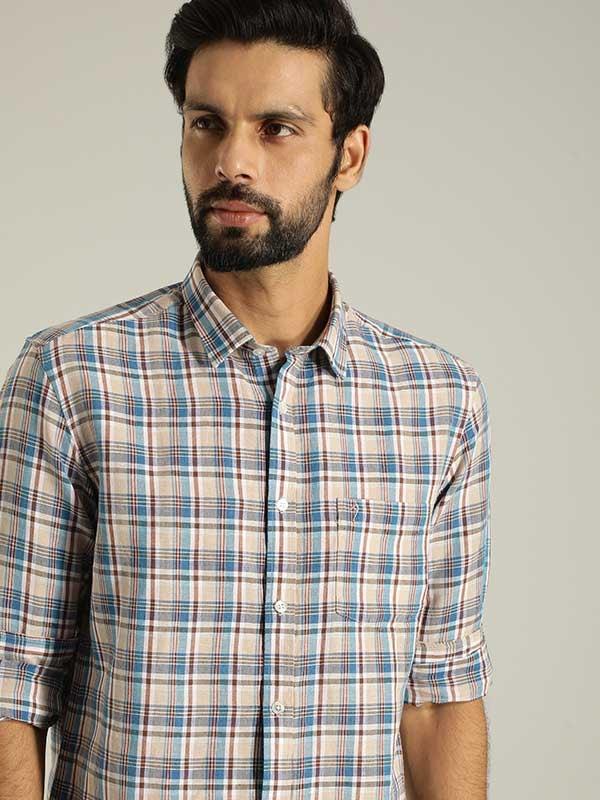 Men's Check Full Sleeves Linen Blend Shirt - Image 2