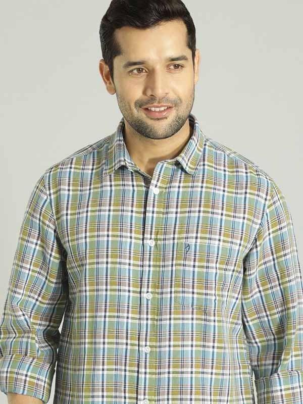 Men's Check Full Sleeves Linen Blend Shirt - Image 6