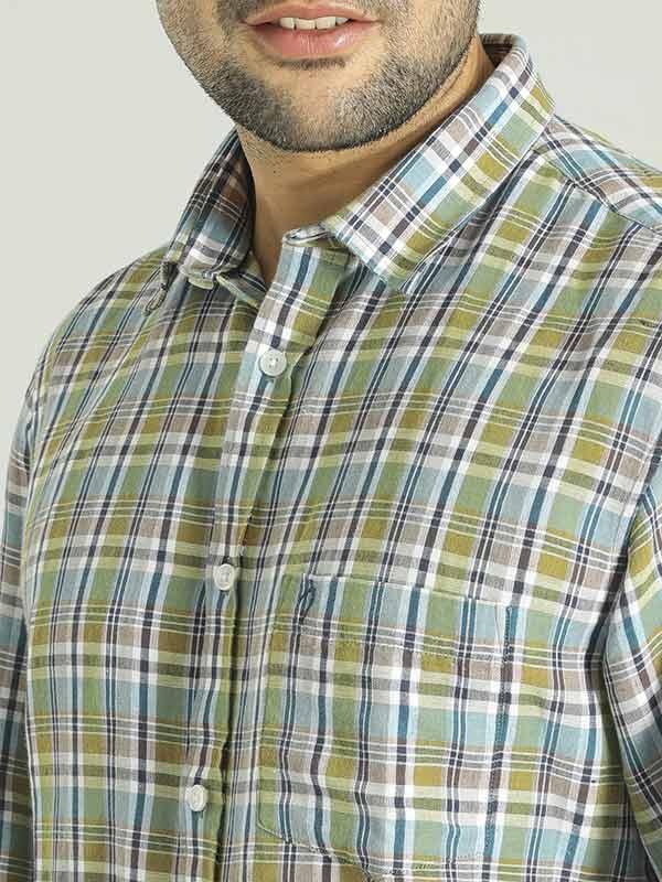 Men's Check Full Sleeves Linen Blend Shirt - Image 8