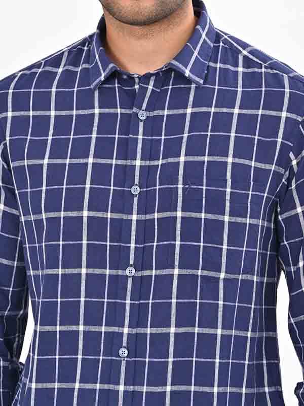 Men's Check Full Sleeves Linen Blend Shirt - Image 3