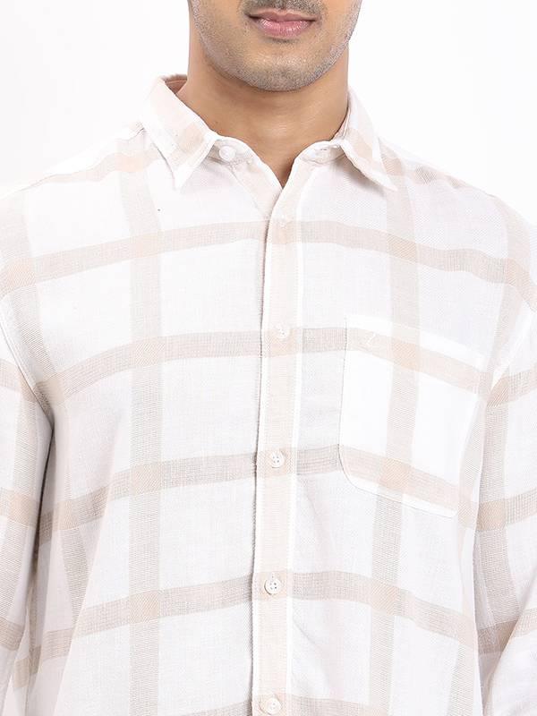 Men's Check Full Sleeves Linen Blend Shirt - Image 3