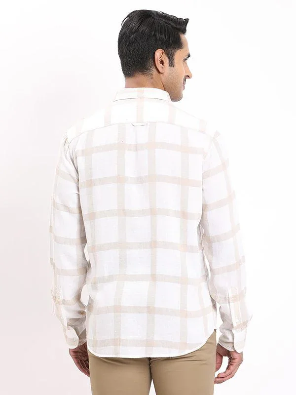 Men's Check Full Sleeves Linen Blend Shirt - Image 4