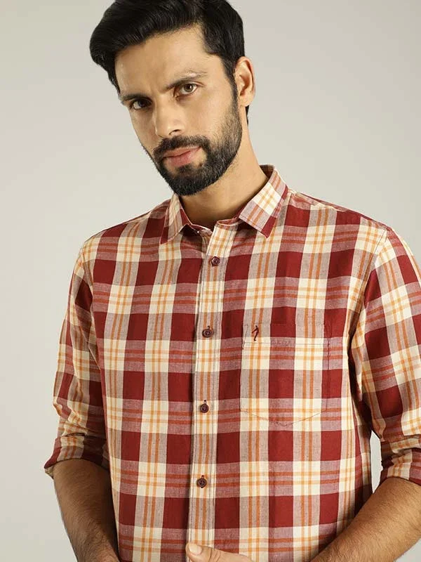 Men's Check Full Sleeves Linen Shirt - Image 2