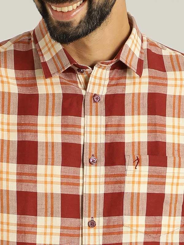 Men's Check Full Sleeves Linen Shirt - Image 3