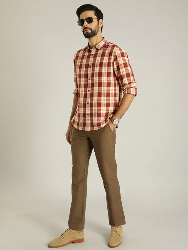 Men's Check Full Sleeves Linen Shirt - Image 4