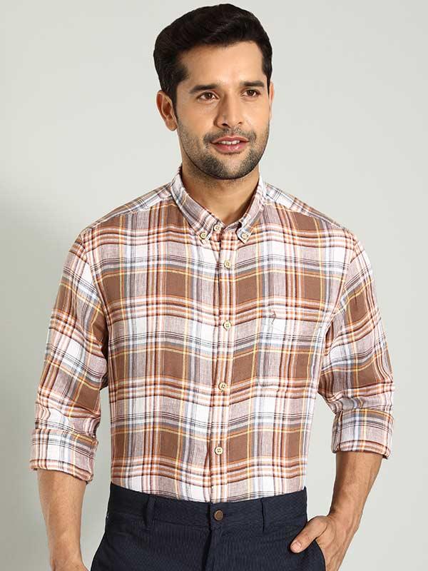 Men's Check Full Sleeves Linen Shirt