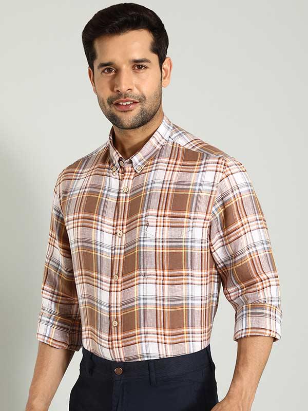 Men's Check Full Sleeves Linen Shirt - Image 3