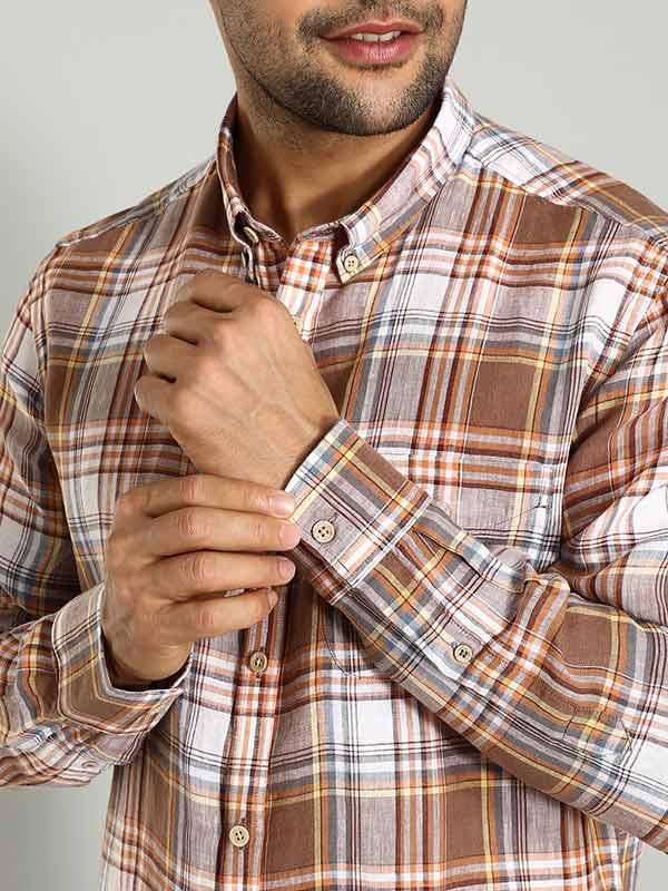 Men's Check Full Sleeves Linen Shirt - Image 4