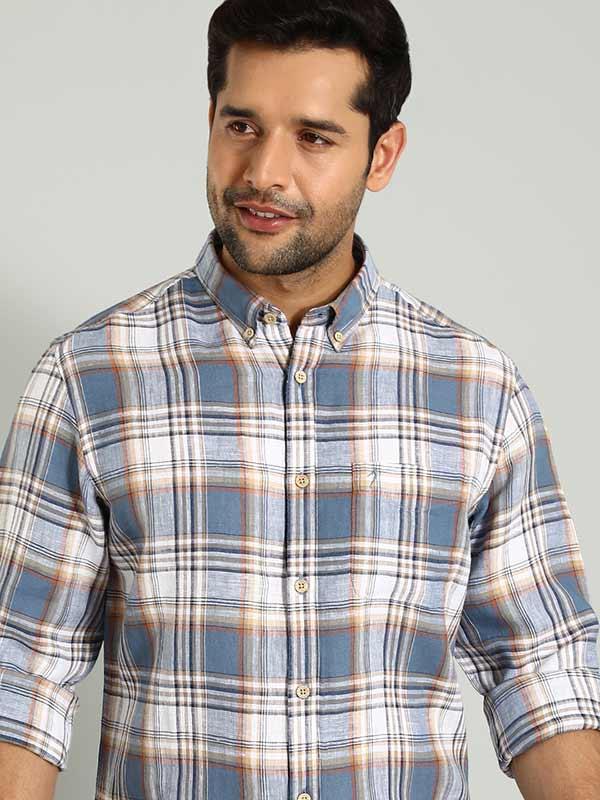 Men's Check Full Sleeves Linen Shirt - Image 6