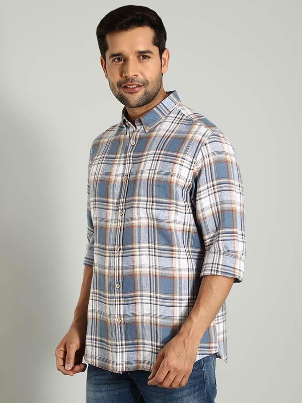 Men's Check Full Sleeves Linen Shirt - Image 7