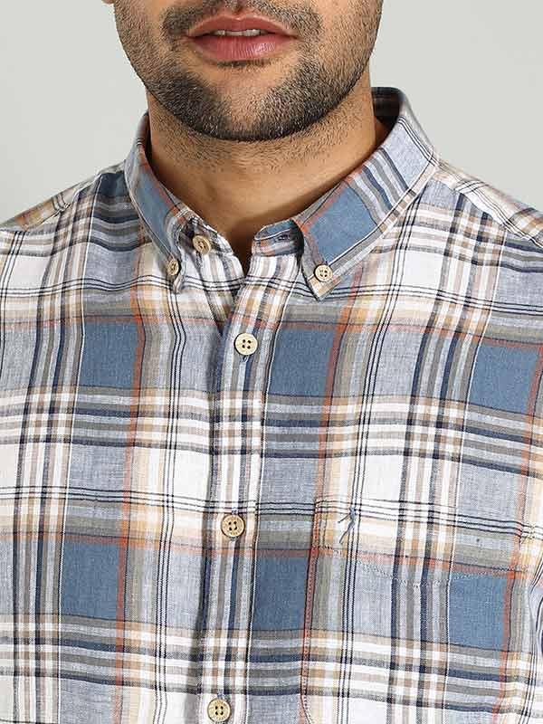 Men's Check Full Sleeves Linen Shirt - Image 8