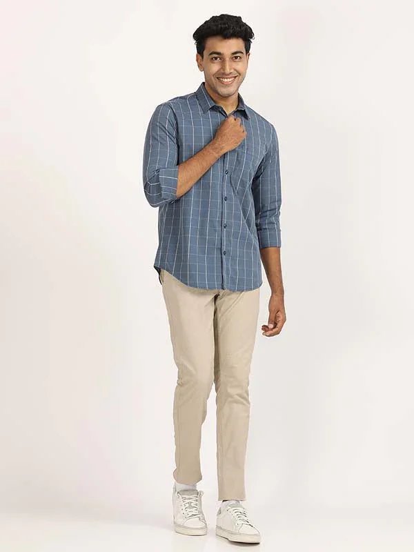 Men's Check Full Sleeves Polyester Blend Shirt - Image 7