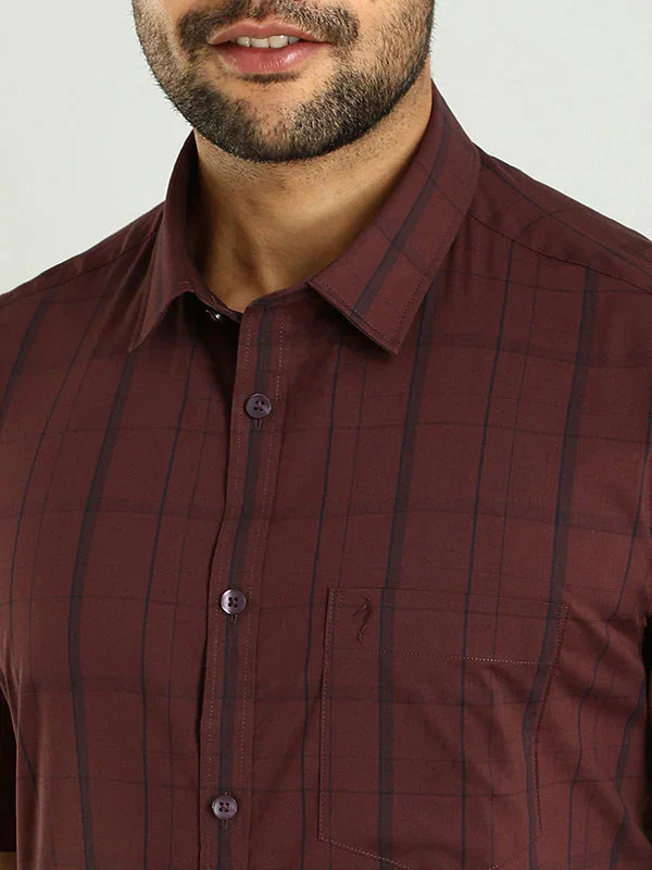 Men's Check Half Sleeves Cotton Blend Shirt - Image 4