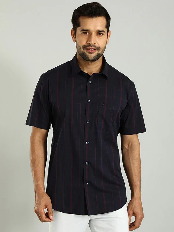 Men's Check Half Sleeves Cotton Blend Shirt - Image 6