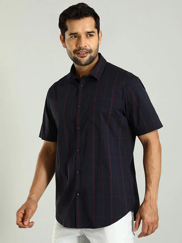 Men's Check Half Sleeves Cotton Blend Shirt - Image 7