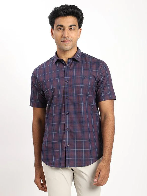 Men's Check Half Sleeves Cotton Blend Shirt